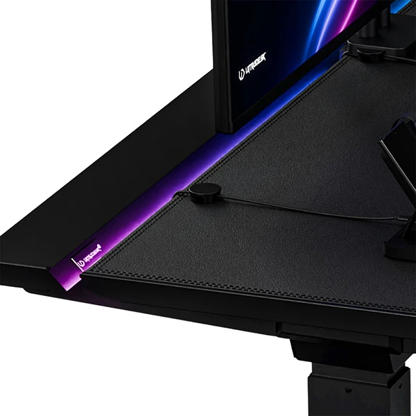 ULTRADESK Biurko dla gracza VORTEX, 140,5x70cm, 72-122cm, balta