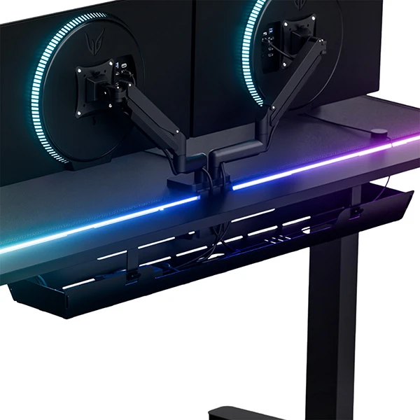 ULTRADESK Biurko dla gracza VORTEX, 140,5x70cm, 72-122cm, juoda