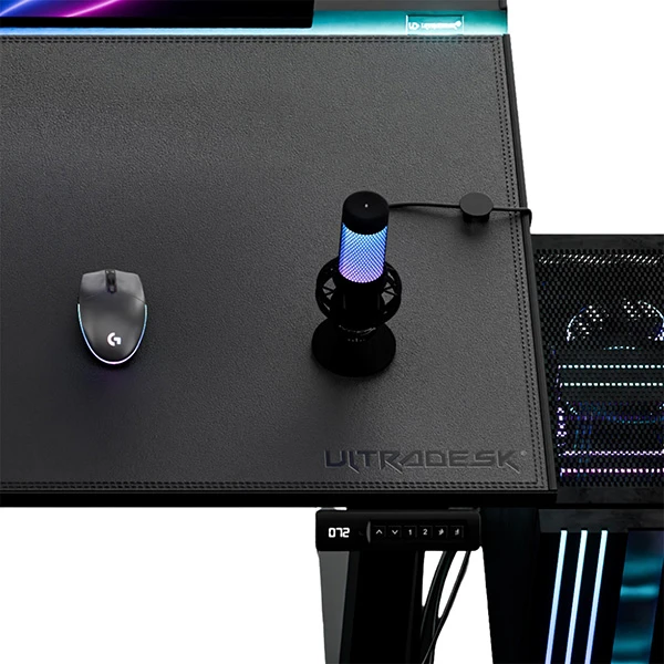 ULTRADESK Biurko dla gracza VORTEX, 140,5x70cm, 72-122cm, juoda
