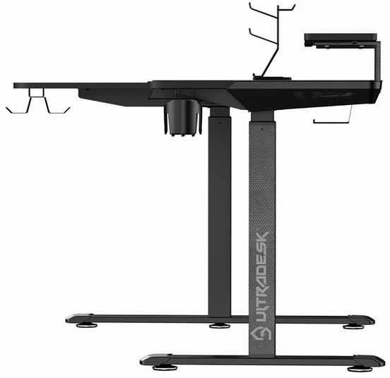 Reguliuojamo aukščio kampinis žaidimų stalas Ultradesk Winger LED RGB, Juodos spalvos