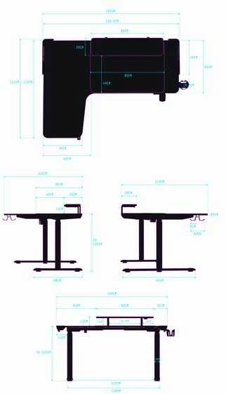 Reguliuojamo aukščio kampinis žaidimų stalas Ultradesk Winger LED RGB, Juodos spalvos