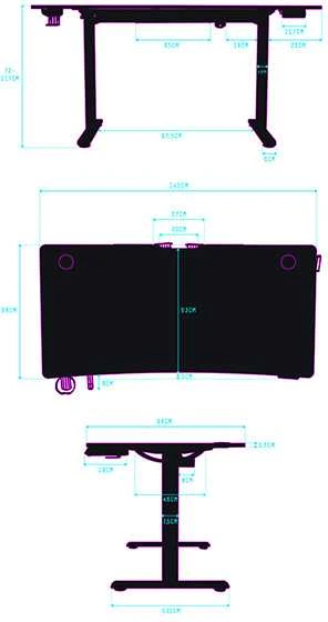 ULTRADESK LEVEL V2 žaidimų stalas, 140x68cm, 72-117cm, elektra reguliuojamas, be paminkštinimo