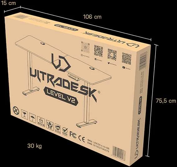 ULTRADESK LEVEL V2 žaidimų stalas, 140x68cm, 72-117cm, elektra reguliuojamas, be paminkštinimo