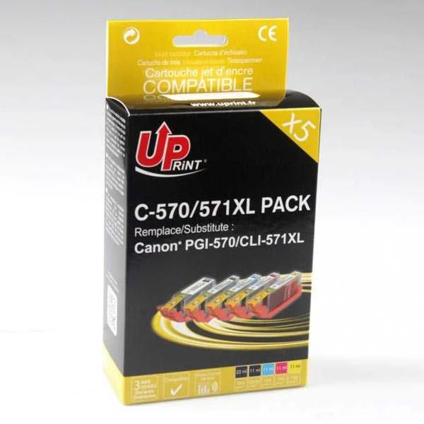 UPrint rašalo C-570 / 571XL / CLI571 rašalo rinkinys (2x juodas, žalsvai mėlynas, purpurinis, geltonas)