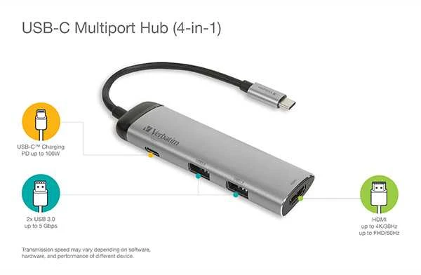 Verbatim 49140 sąsajos šakotuvas USB 3.2 Gen 1 (3.1 Gen 1) Type-C