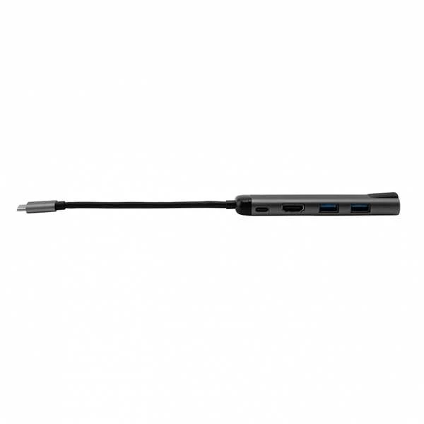 USB (3.1) hub 5-port, 49141, pilka, ilgis przewodu 15cm, Verbatim, adapter USB C na USB C, 1x USB A, HDMI, ETHERNET