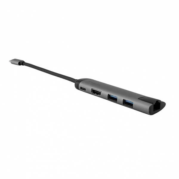 USB (3.1) hub 5-port, 49141, pilka, ilgis przewodu 15cm, Verbatim, adapter USB C na USB C, 1x USB A, HDMI, ETHERNET