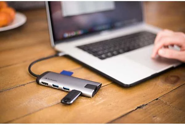 Port USB (3.1) šakotuvas su 6 prievadais, 49142, pilkas, laido ilgis 15 cm, Verbatim, 1x USB C, USB A, HDMI