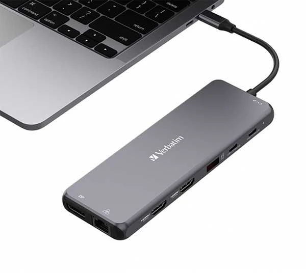 Verbatim Adapteris Hub USB-C – 2xHDMI/DP/ Eternet/6xUSB-A/Jack 3.5mm/2xUSB-C pilkos spalvos 32153