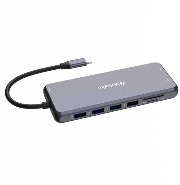 Verbatim 14-port USB-C adapteris, pilkas