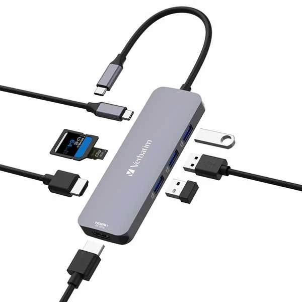 Verbatim Adapteris Hub USB-C – 2xHDMI/ 3xUSB-A/SD/Micro SD/USB-C pilkos spalvos 32151