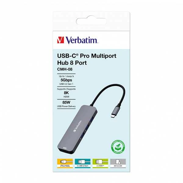 Verbatim Adapteris Hub USB-C – 2xHDMI/ 3xUSB-A/SD/Micro SD/USB-C pilkos spalvos 32151