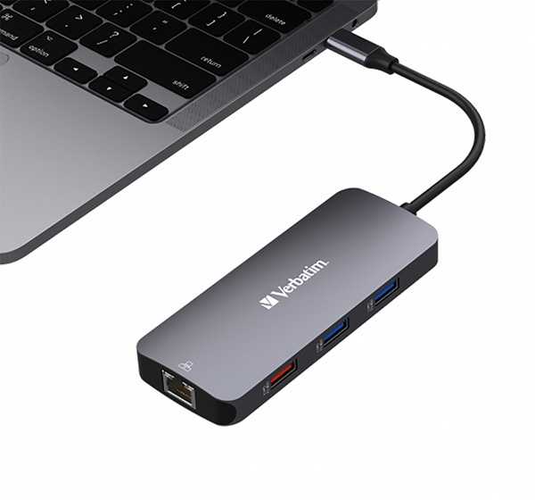 Verbatim CMH-09 C tipo USB 10000 Mbit/ai Sidabras