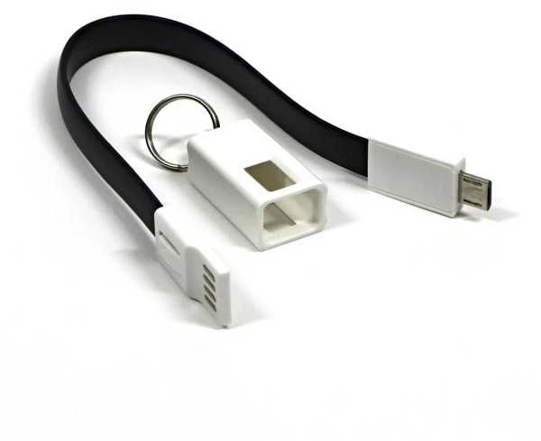 USB laidas (2.0), USB A M - microUSB (M), 49160, 0,2m, juoda, raktų pakabukas, EOL