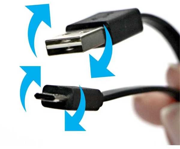 Logo USB laidas (2.0), USB A (M) reversable - microUSB reversable (M), 0,3m, plokščias, juoda, dvipusis, EOL