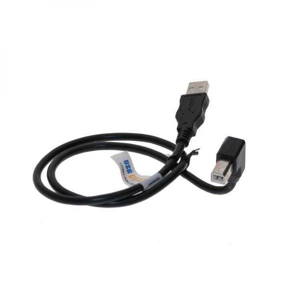 Lama Plus USB kabelis (2.0), USB A M - USB B (M), 2m, pod katem 90&deg;, juoda