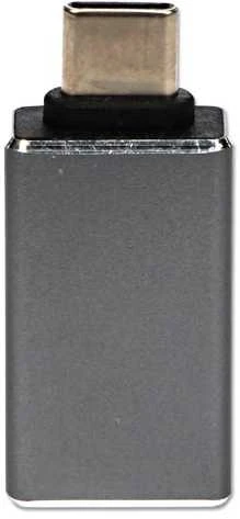 USB-C į USB-A adapteris, pilkas metalinis korpusas