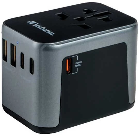 Verbatim Adapteris kelioninis EU/UK/US 2xUSB-A/2xUSB-C PD 30W UTA-03 juodos spalvos 49545