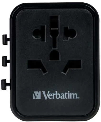 „Verbatim“ universalus kelioninis adapteris UTA-02 su USB-C PD ir USB-A QC jungtimi, Juodas