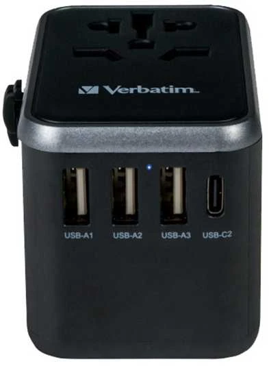 Verbatim Adapteris kelioninis EU/UK/US 3xUSB-A/2xUSB-C PD 61W UTA-04 juodos spalvos 49546