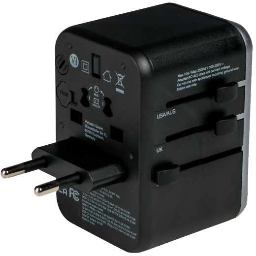 Verbatim Adapteris kelioninis EU/UK/US 3xUSB-A/2xUSB-C PD 61W UTA-04 juodos spalvos 49546