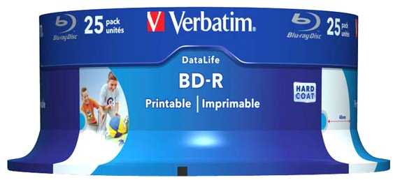 VERBATIM 25x BD-R 25GB vieno sluoksnio duomenų gyvenimo HTL 6x platus spausdinimas be ID