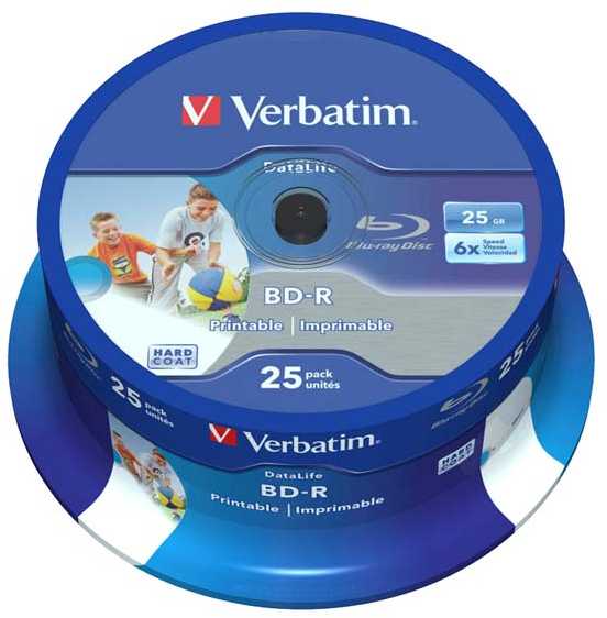 Verbatim BD-R SL, Hard Coat protective layer 25GB, spindle, 43811, 6x, 25-pack, do archiwizacji danych
