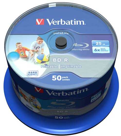 „Verbatim BD-R SL“, kietu apsauginiu sluoksniu, plačiakampis rašalinis spausdinimas, 25 GB, velenas, 43812, 6 vnt., 50 vnt. pakuotė, su archyvavimo funkcija