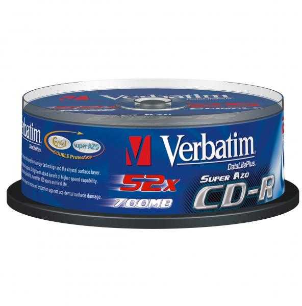 Verbatim CD-R AZO Crystal 0,7 GB, 52 x, 25 Pakuotės velenas