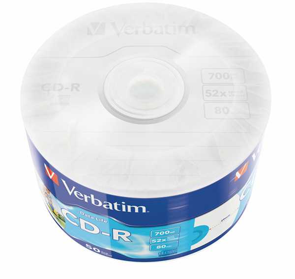 VERBATIM 43794 CD-R Verbatim 50 vnt., 700 MB, 52x, įpakavimas INKJET SPAUSDINTA