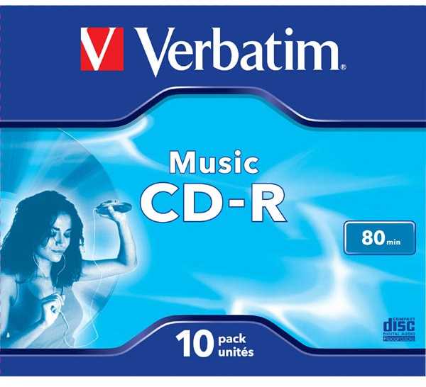 VERBATIM audio CD-R 80 min. / 700 MB 16x 10 pakelių papuošalų dėklo krištolinis paviršius, spalvinkite gyvai