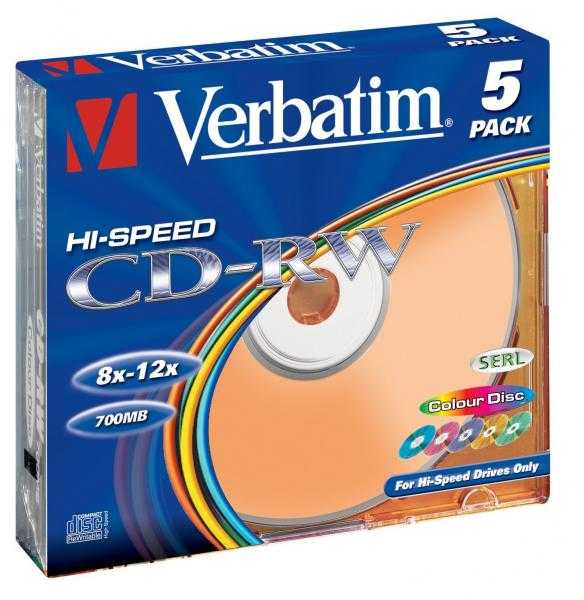 Verbatim CD-RW Color 12x 700 MB 5 vnt