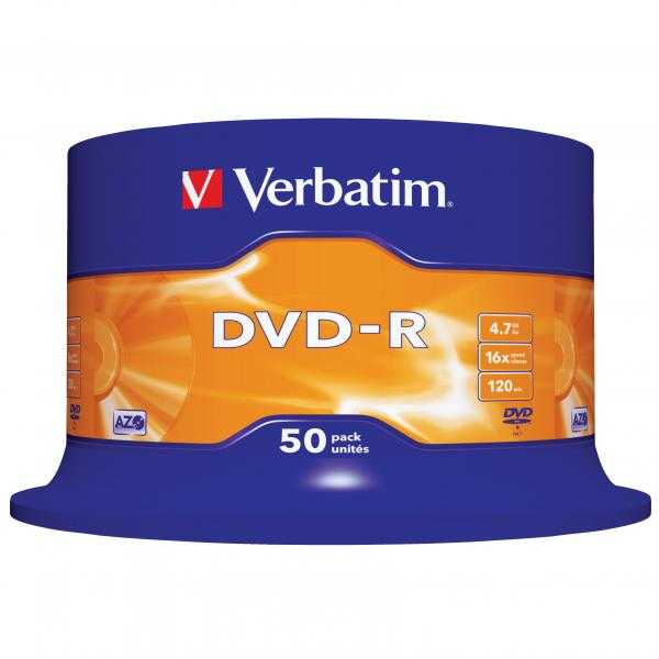 Verbatim DVD-R, Matt Sidabrinis, 43548, 4.7GB, 16x, spindle, 50-pack, bez możliwości nadruku, 12cm, do archiwizacji danych