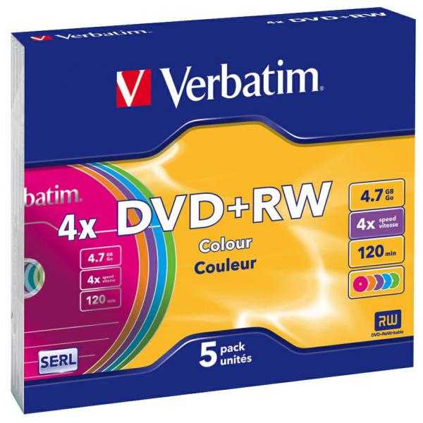 „Verbatim“ DVD+RW, spalvotas, 43297, 4,7 GB, 4x, plona dėžutė, 5 vnt. pakuotė, nespausdinamas, 12 cm, duomenų archyvavimui