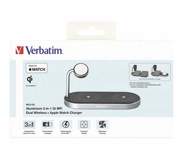 Verbatim WCS-03 universalus juodas USB belaidis greitasis įkroviklis