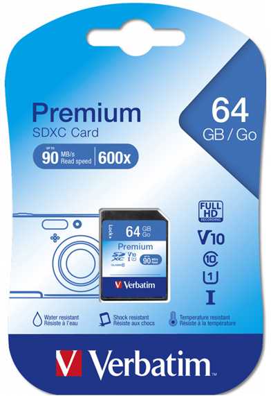 Atminties kortelė Verbatim kortelė Premium U1 SDXC 64GB V10 juodos spalvos 44024