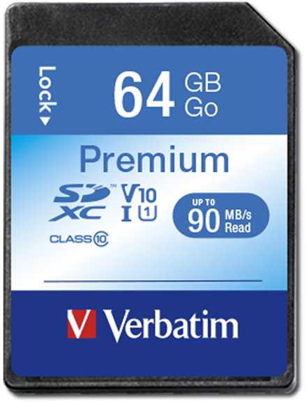 Atminties kortelė Verbatim kortelė Premium U1 SDXC 64GB V10 juodos spalvos 44024
