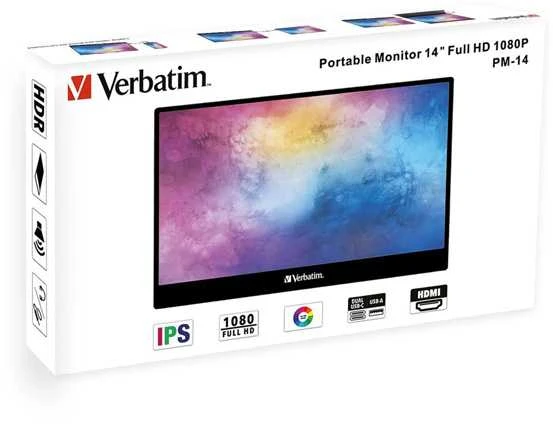 Verbatim monitorius przenośny, PM-14, 14", Full HD (1920x1080), 60Hz, juoda