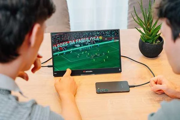 Nešiojamas jutiklinis monitorius Verbatim LIGHT 14" FHD su išorine baterija 5000mAh, juodas 32088