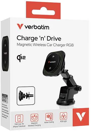 Verbatim automobilinis įkroviklis n Drive Qi2 15W RGB CND-01 juodos spalvos 31860