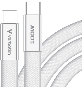 Verbatim USB-C kabelis SoftTouch USB C (M) - USB C (M), 100W, 1.2m, Baltas, box, 30277