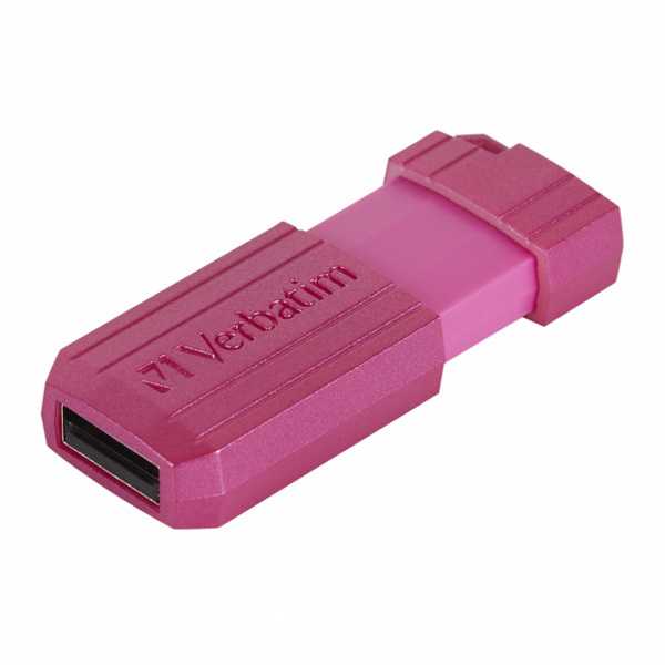Verbatim USB atmintinė, USB 2.0, 128GB, Store,N,Go PinStripe, rožinė, 49460, duomenų archyvavimui