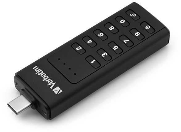 Išorinis diskas Verbatim klaviatūra Secure USB-C 3.2 Gen 1 128GB juodos spalvos 49432