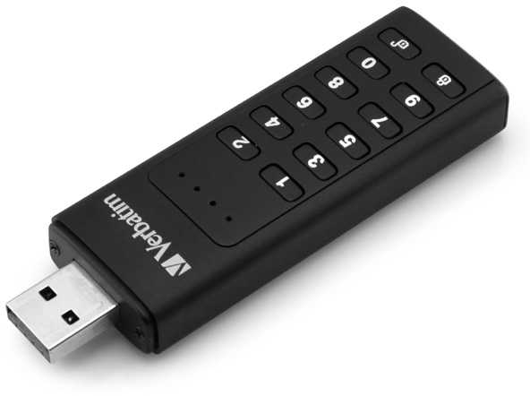 External drive Verbatim klaviatūra Secure USB 3.2 Gen 1 32GB juodos spalvos 49427