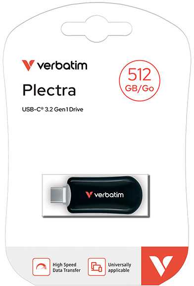 Pendrive Verbatim Plectra 512GB USB-C juoda/juodas 30227