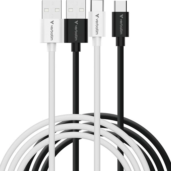 Verbatim Sync & Charge USB-C į A essentials 18W Kabelis juodos spalvos / baltos spalvos 2 vnt. 32393