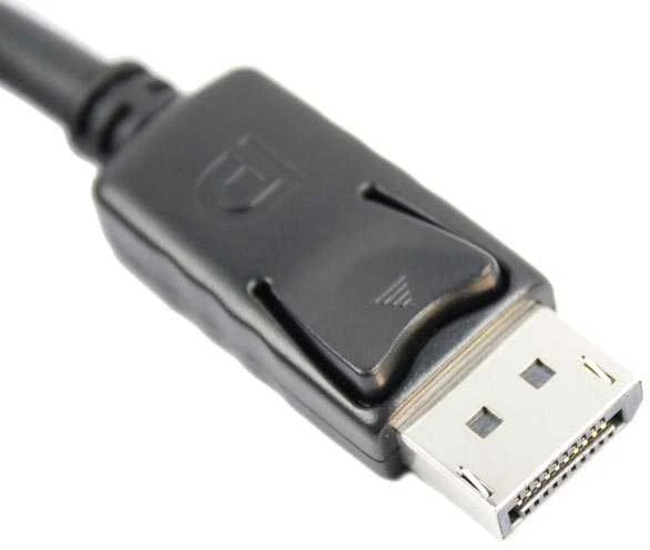 DisplayPort kabelio jungtis su fiksatoriumi