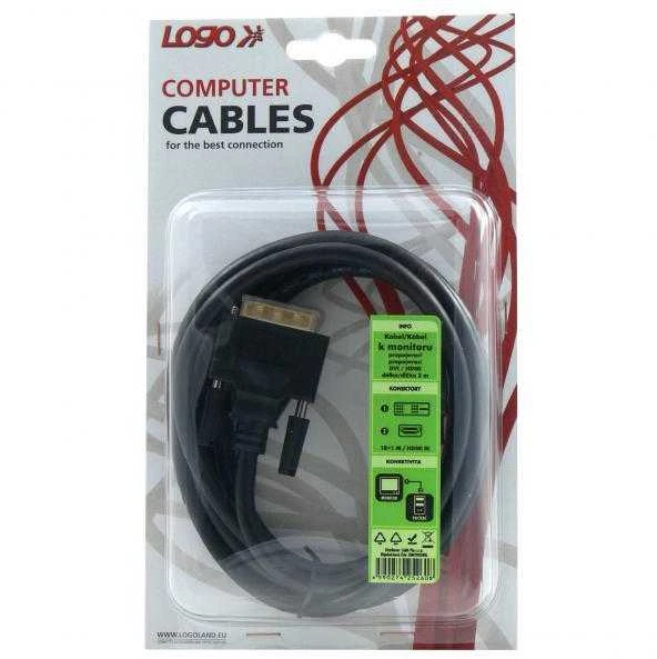 DVI - HDMI 2m kabelis pakuotėje