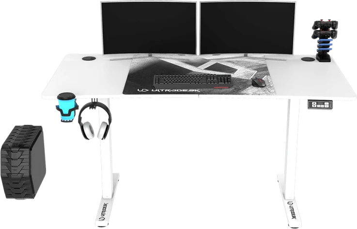 Žaidimų stalas Ultradesk LEVEL V2, 140 x 68 cm, Baltos spalvos