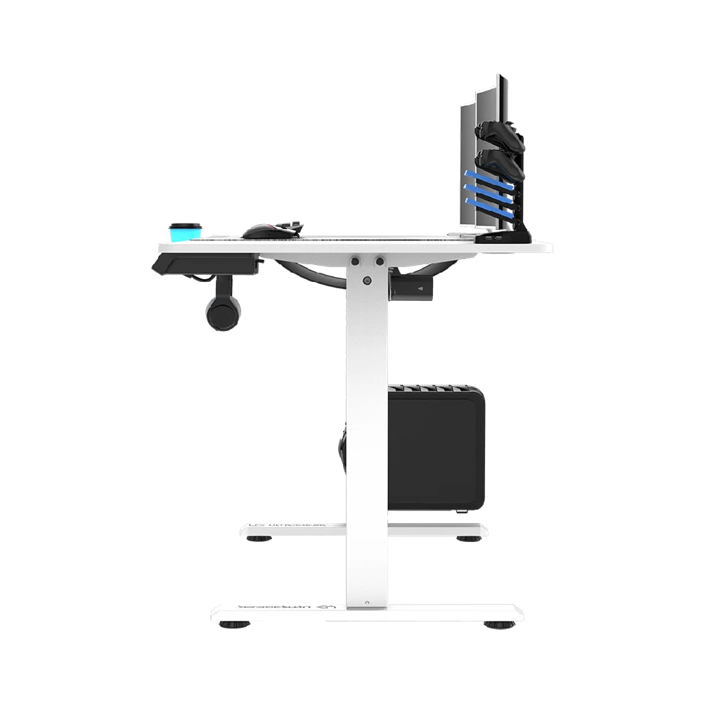 Žaidimų stalas Ultradesk LEVEL V2, 140 x 68 cm, Baltos spalvos
